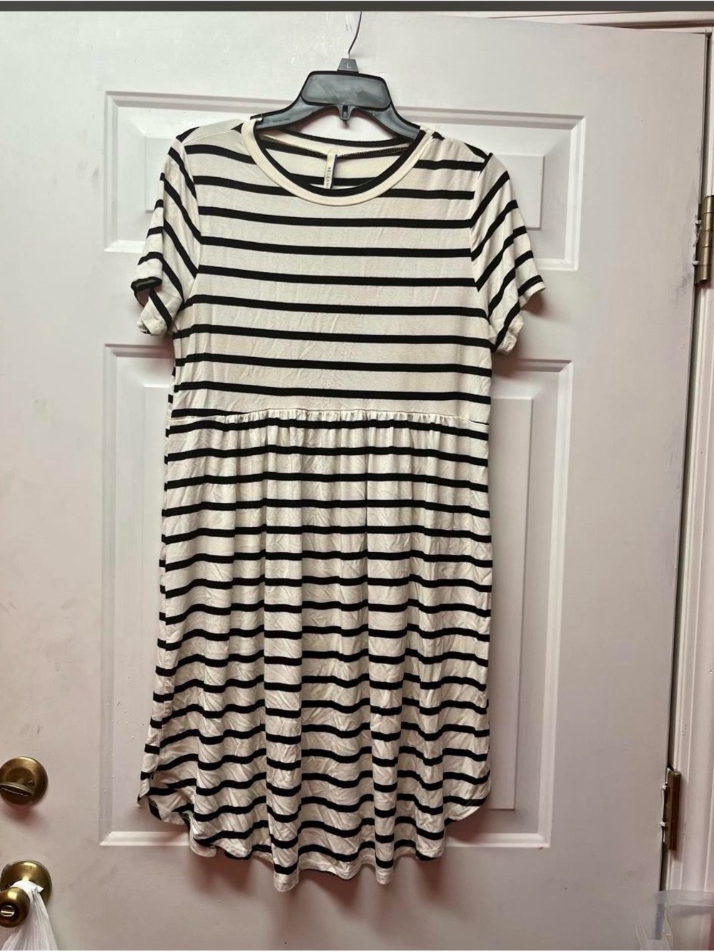 Bellamie Black and White Striped Midi Dress